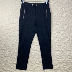 Lily Morgan Cropped Pants Black Windowpane Pull On Trousers